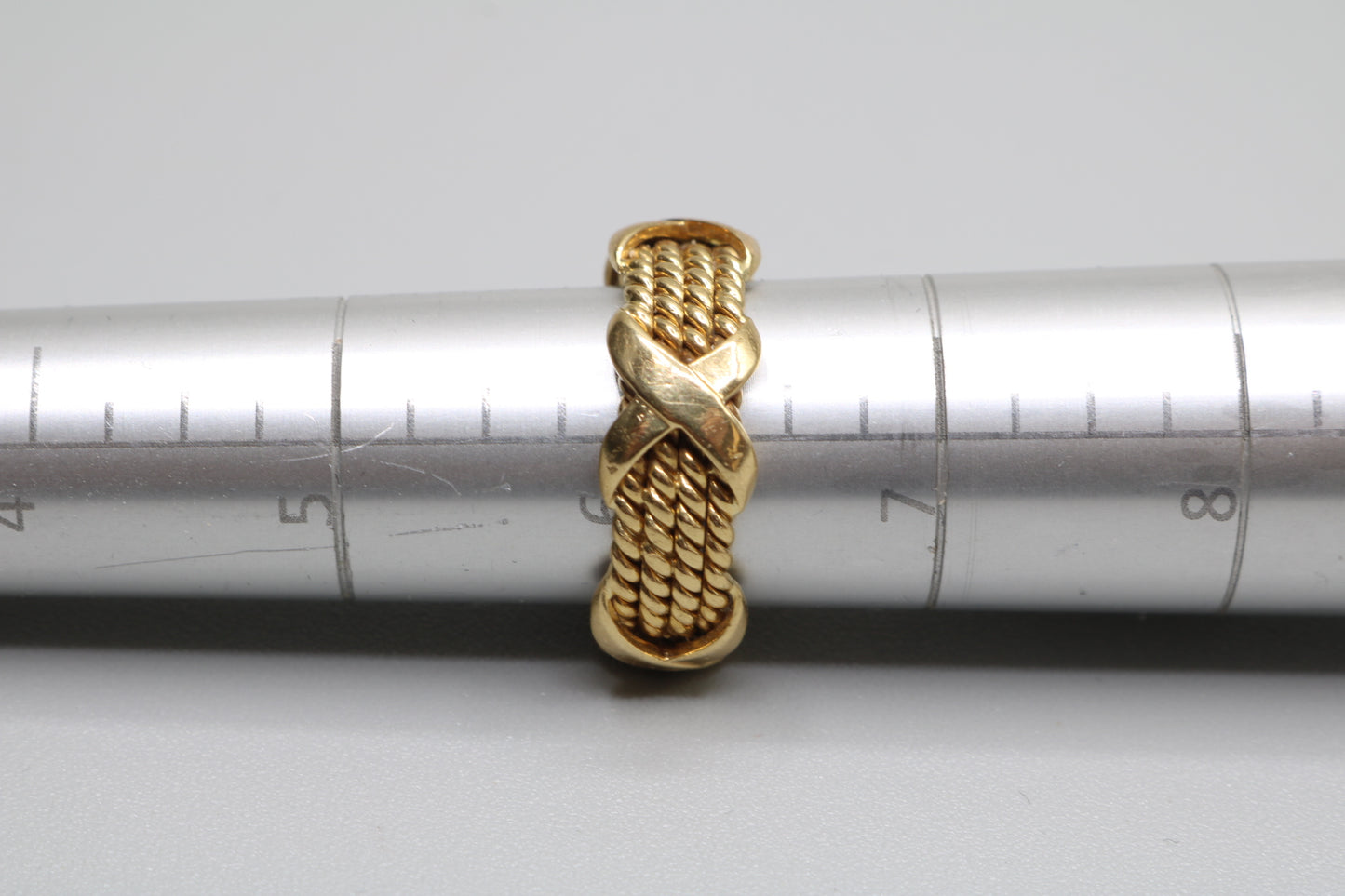 Tiffany & Co 18k Yellow Gold Schlumberger 4 Row Rope X Ring Size 6