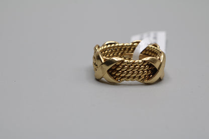 Tiffany & Co 18k Yellow Gold Schlumberger 4 Row Rope X Ring Size 6
