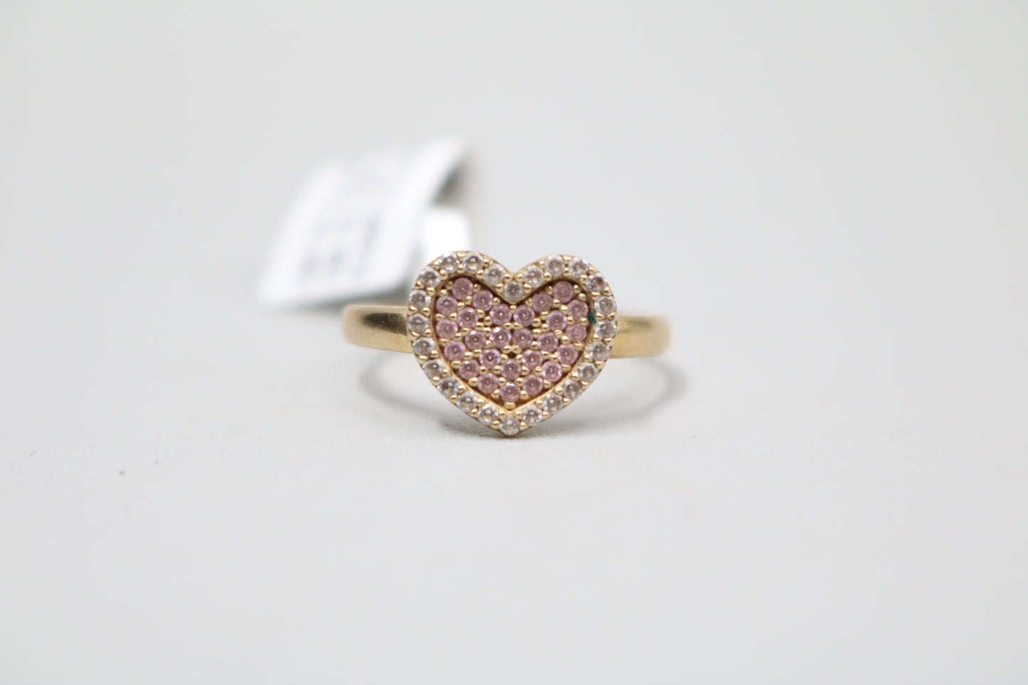 10K Yellow Gold Heart Ring w/Clear Stones (Size 7 1/4)