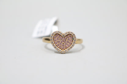 10K Yellow Gold Heart Ring w/Clear Stones (Size 7 1/4)