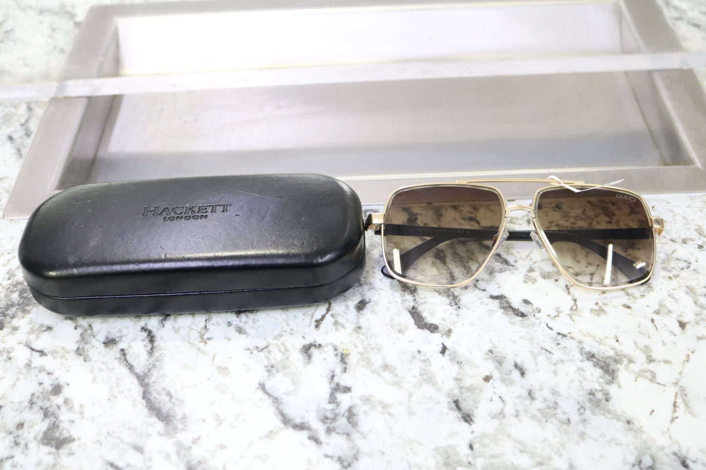 Gucci Aviator Sunglasses Gold and Black Color Frame