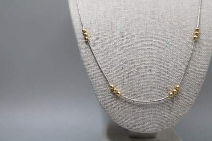 14K Two Tone Gold Bead Necklace (16 Inches)