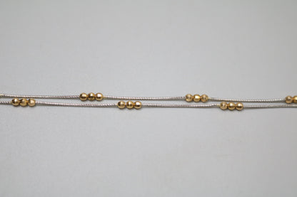 14K Two Tone Gold Bead Necklace (16 Inches)