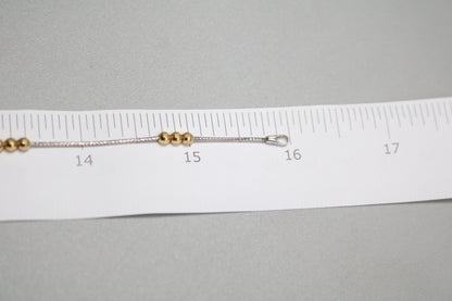 14K Two Tone Gold Bead Necklace (16 Inches)