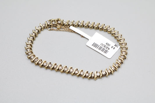 10K Yellow Gold Diamond Tennis Bracelet (1.47 CTW) (Length 4.5") (Local pick-up only)