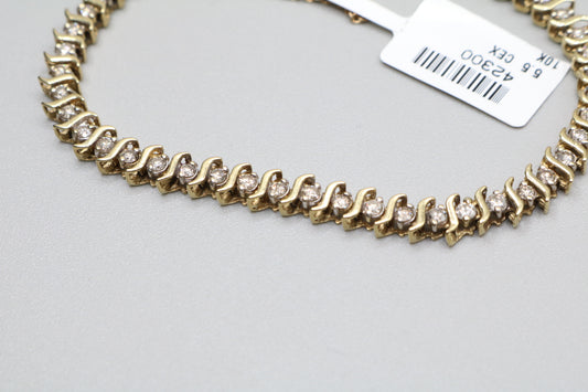 10K Yellow Gold Diamond Tennis Bracelet (1.47 CTW) (Length 4.5") (Local pick-up only)