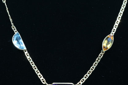 14K Yellow Gold Multi Color Stone Mariner Necklace (Local Pick-Up Only)