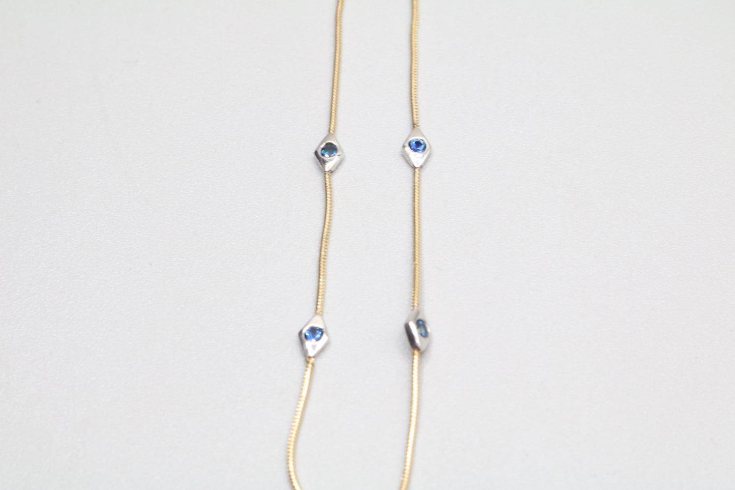 14K Two Tone Gold Sapphire Necklace (17 Inches) (0.55 CTW)