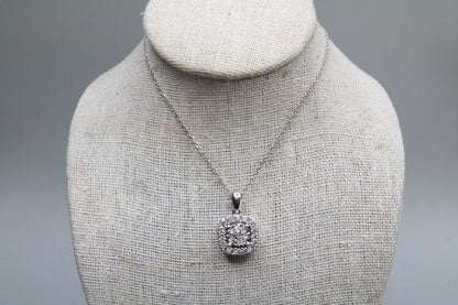 14K White Gold Cable Necklace with Diamond Pendant Local Pick-up only