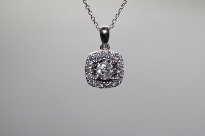 14K White Gold Cable Necklace with Diamond Pendant Local Pick-up only