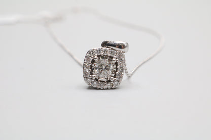 14K White Gold Cable Necklace with Diamond Pendant Local Pick-up only