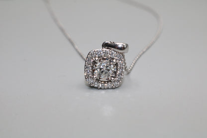 14K White Gold Cable Necklace with Diamond Pendant Local Pick-up only