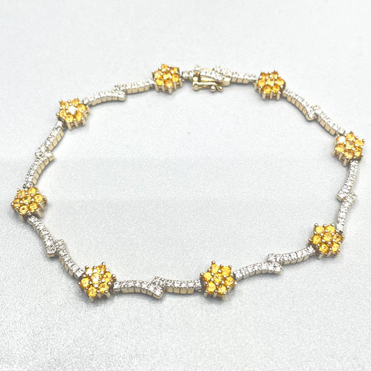 14K Yellow Gold Diamond & Citrine Bracelet (1.12 CTW)