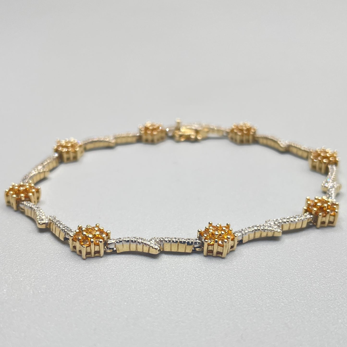 14K Yellow Gold Diamond & Citrine Bracelet (1.12 CTW)