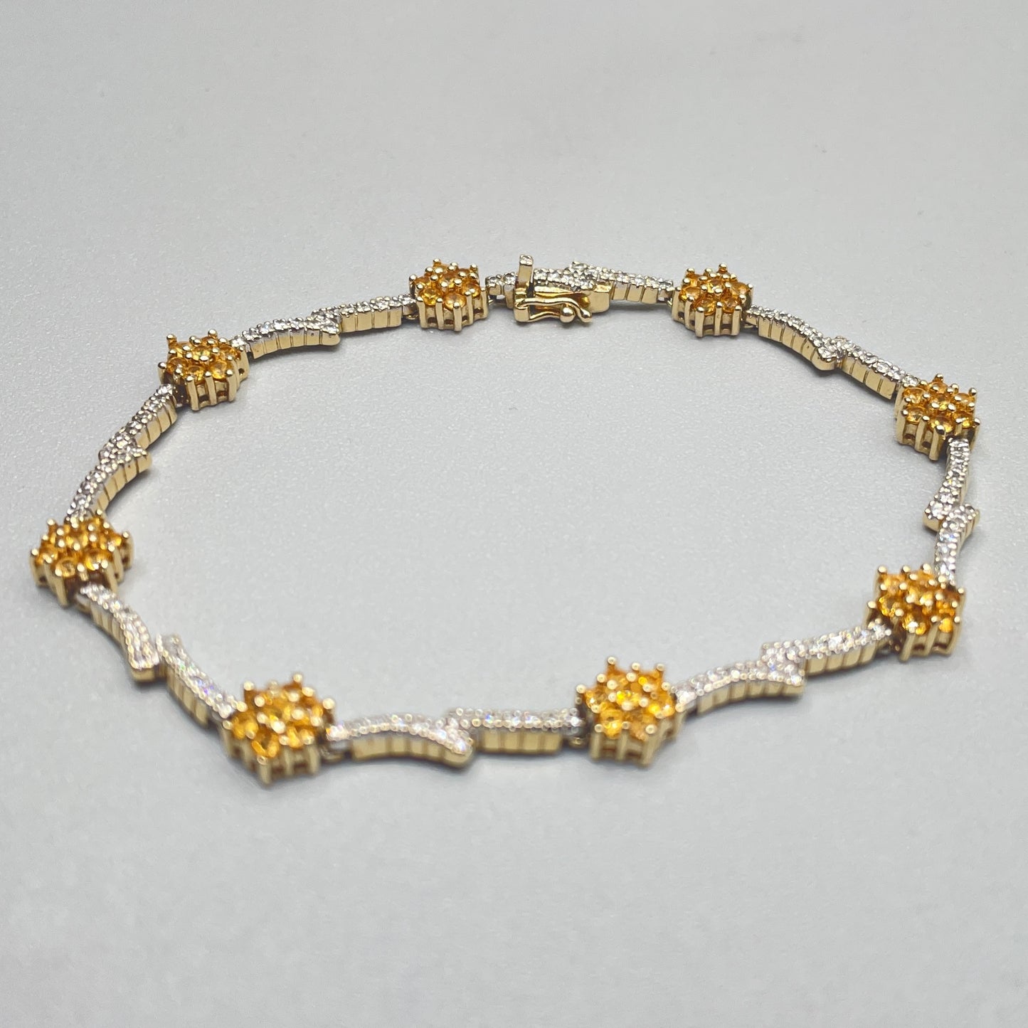 14K Yellow Gold Diamond & Citrine Bracelet (1.12 CTW)