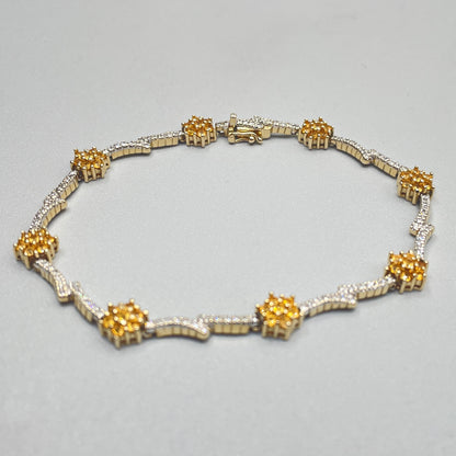 14K Yellow Gold Diamond & Citrine Bracelet (1.12 CTW)