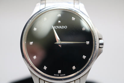 Movado Masino 77.1.14.1581 Black Dial Stainless Steel 39 mm Quartz Men's Watch