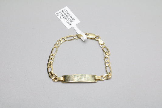 14K Yellow Gold Figaro Style Bracelet (Length 6 Inches)