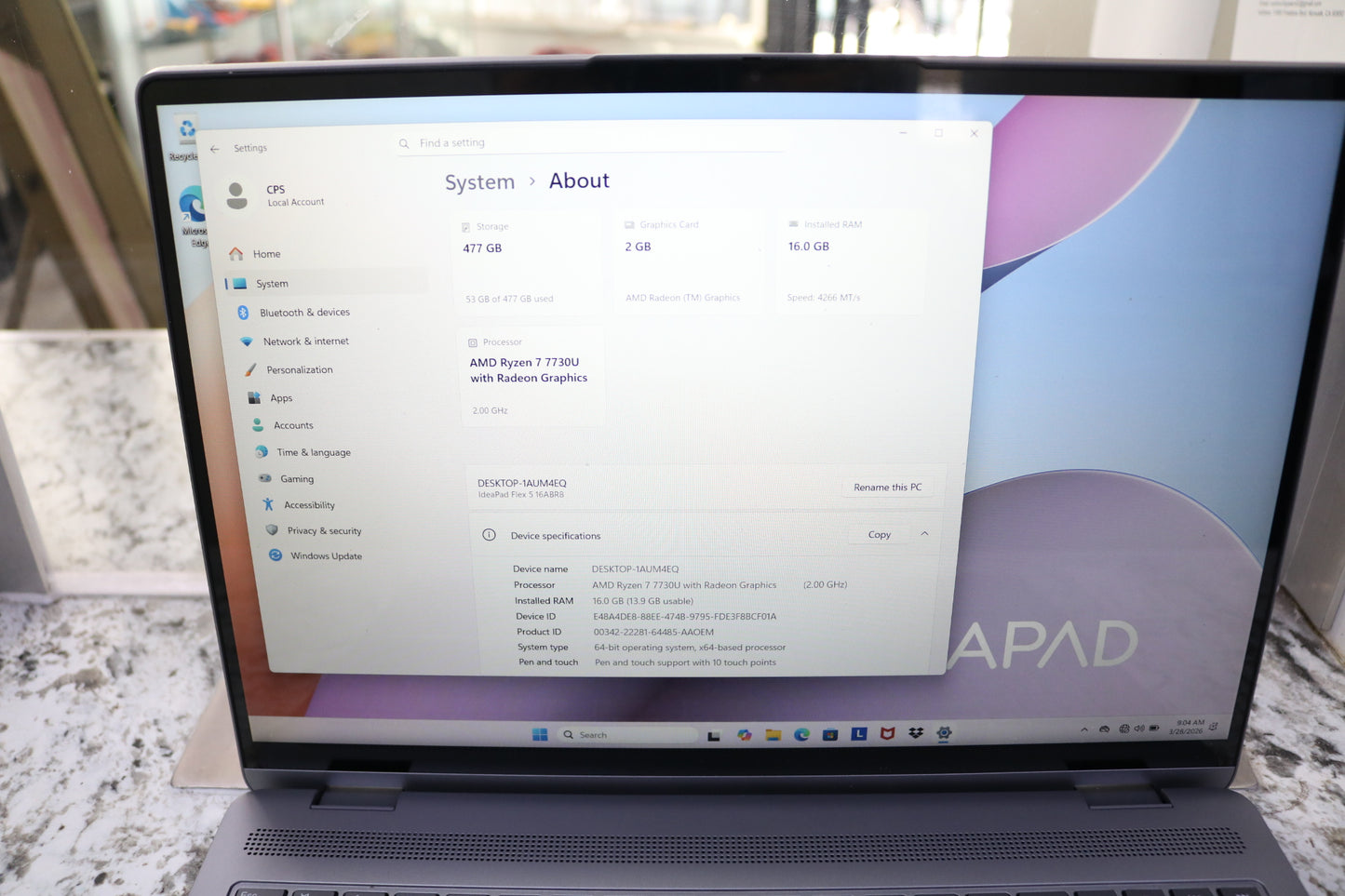 2024 Lenovo IdeaPad Flex 5 16ABR8 (512GB,16GB RAM,AMD Ryzen 7 7730U, Windows 11 Home)