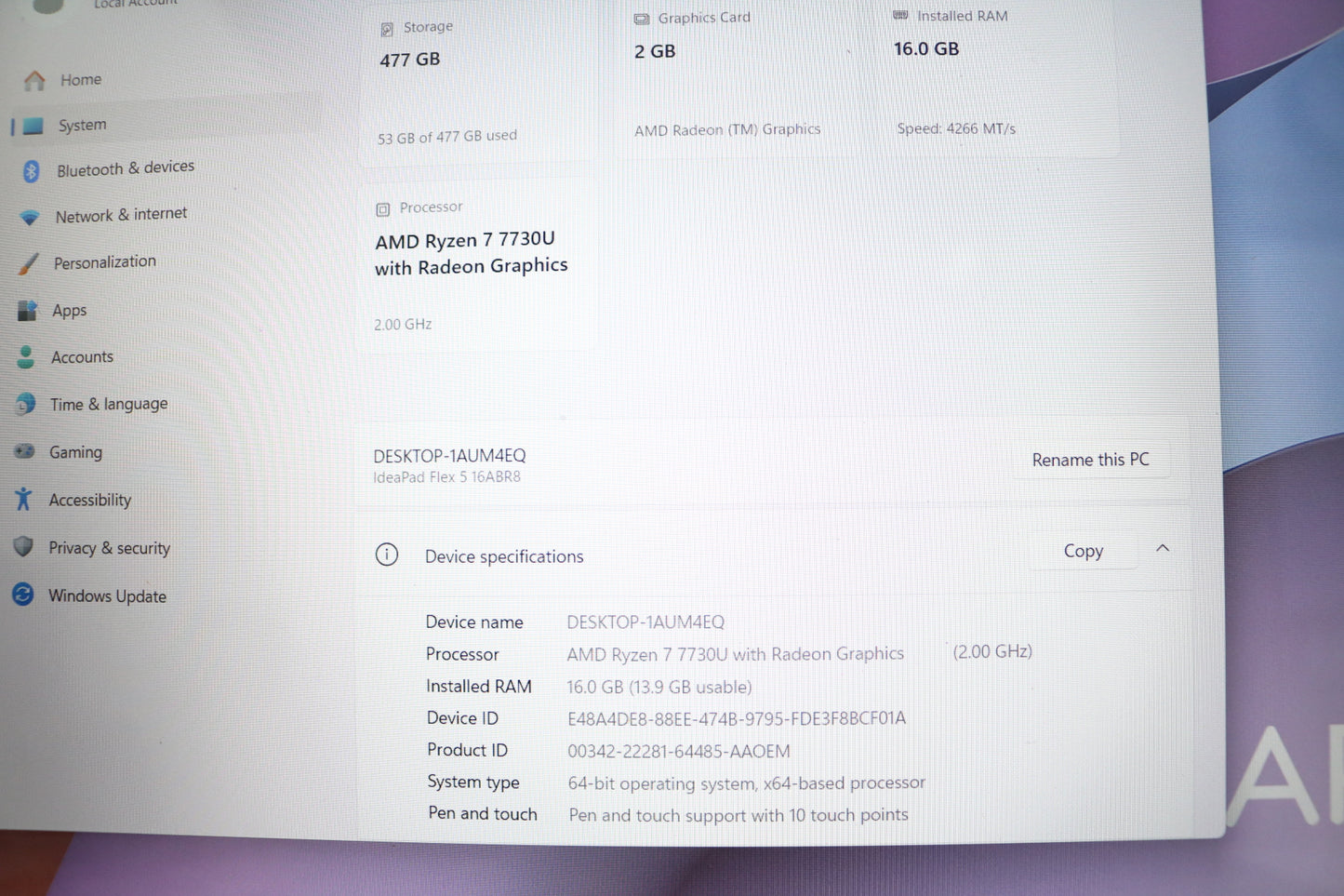 2024 Lenovo IdeaPad Flex 5 16ABR8 (512GB,16GB RAM,AMD Ryzen 7 7730U, Windows 11 Home)