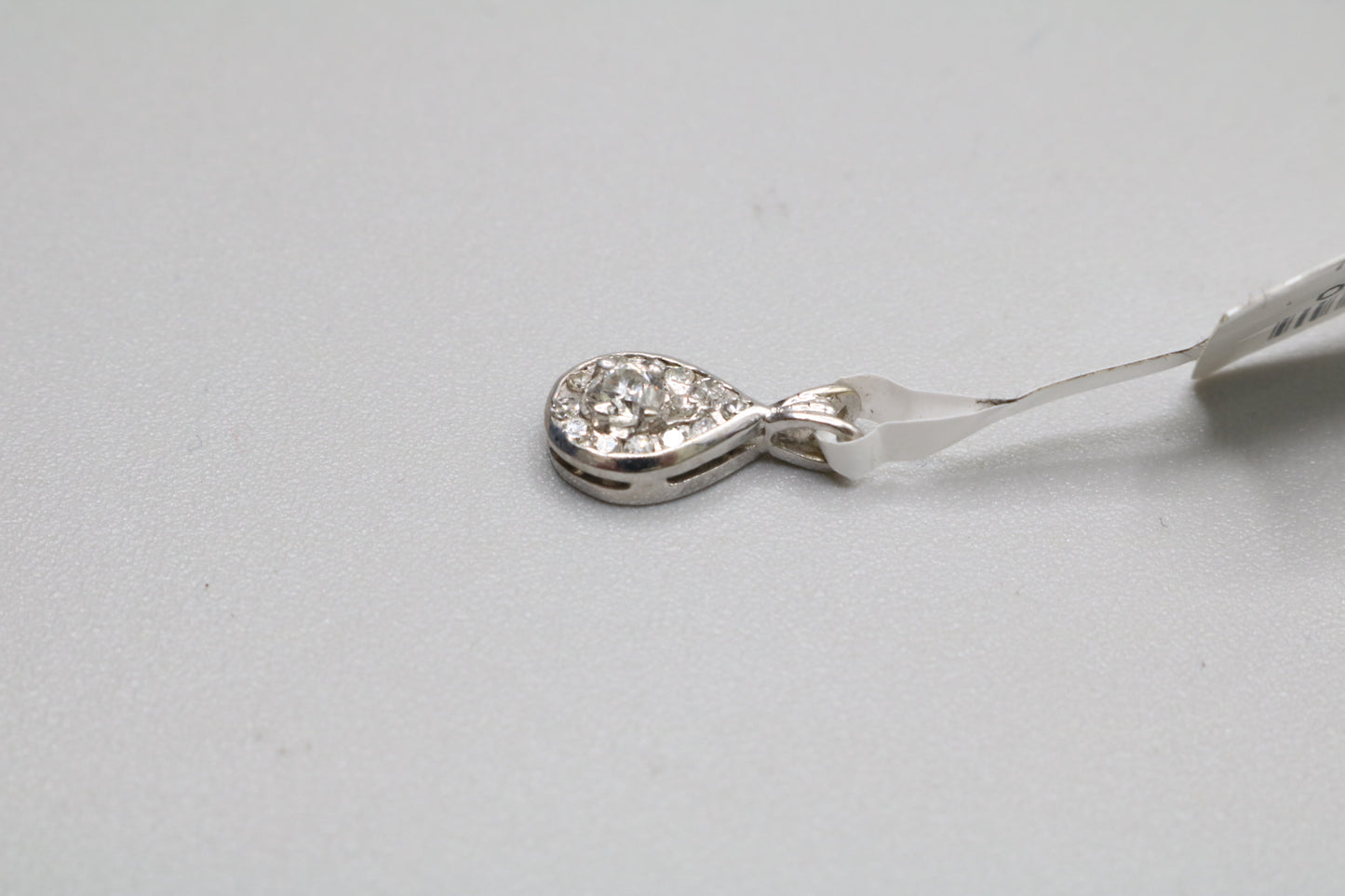 14K White Gold Diamond Tear Drop Charm (0.9 Grams)