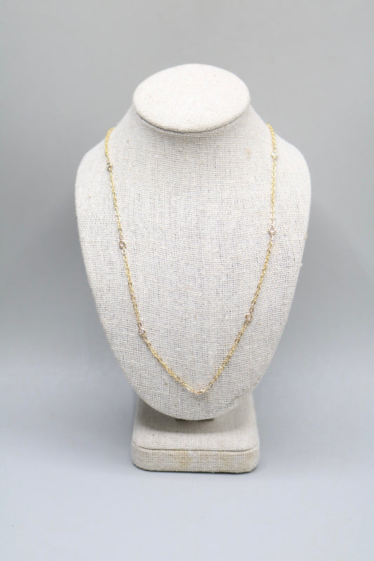 14K Yellow Gold Cable Necklace with Diamonds (0.15 CTW) 18 Inches