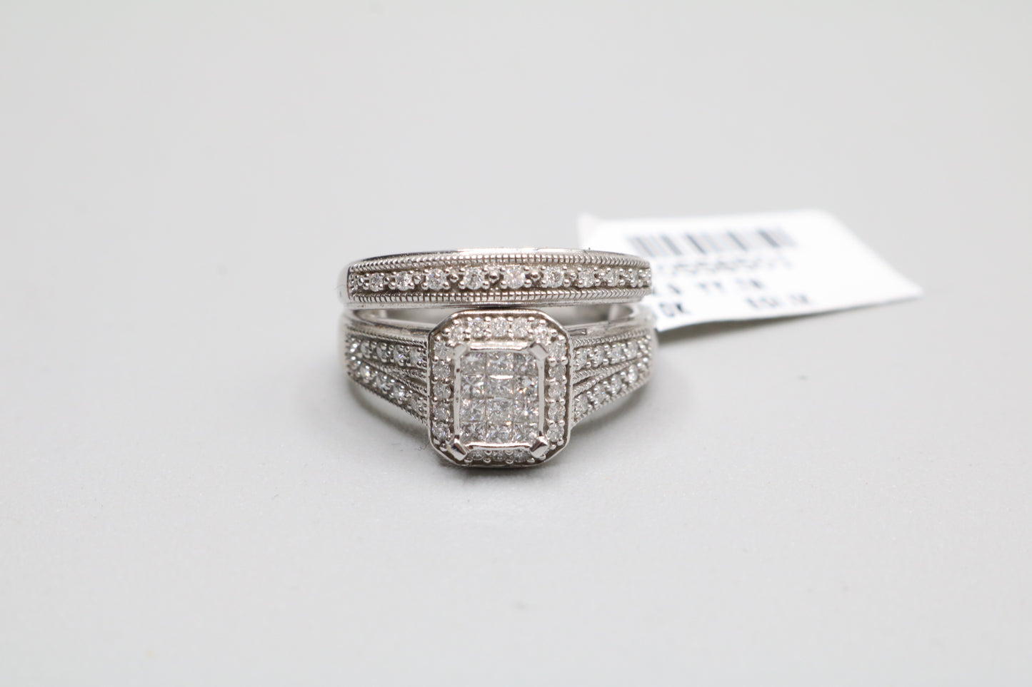 10K White Gold Diamond Wedding Set (Size 5)