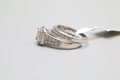 10K White Gold Diamond Wedding Set (Size 5)