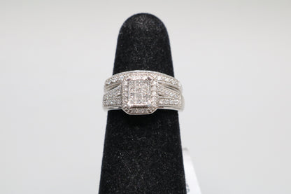 10K White Gold Diamond Wedding Set (Size 5)