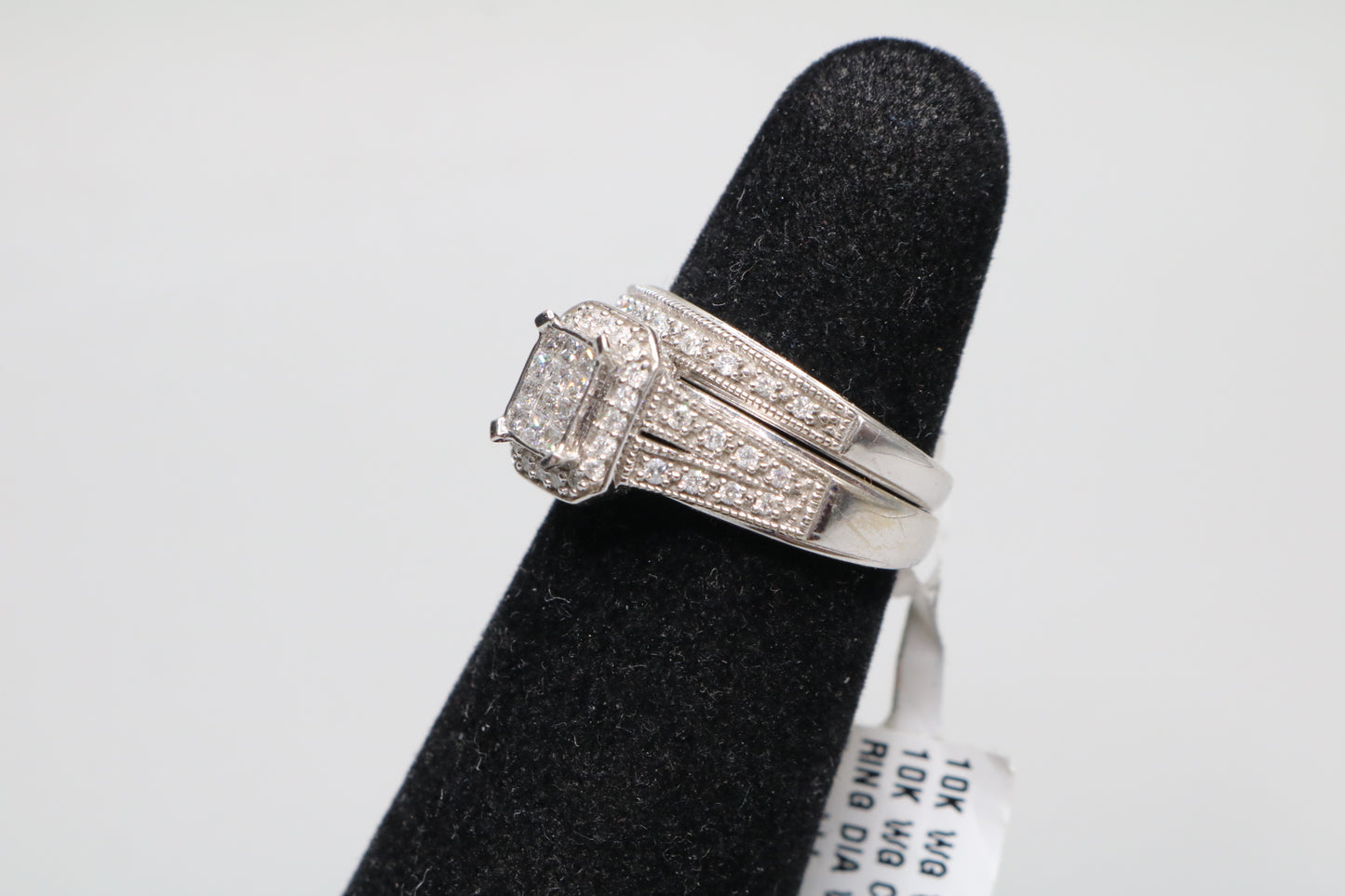 10K White Gold Diamond Wedding Set (Size 5)