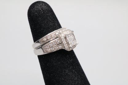 10K White Gold Diamond Wedding Set (Size 5)