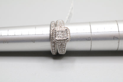 10K White Gold Diamond Wedding Set (Size 5)