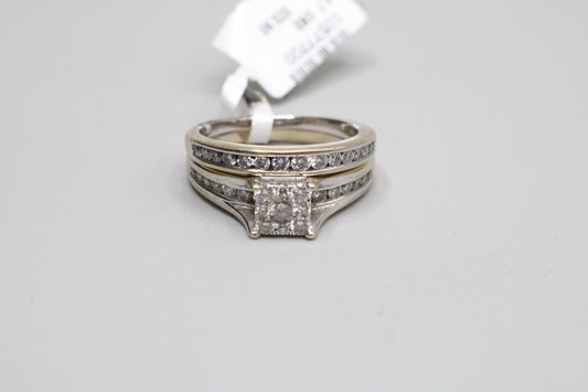 14K White Gold Diamond Wedding Set (Size 7 & 1/2)