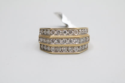 14K Yellow Gold 3 Layer Channel Diamond Ring (Size 10)