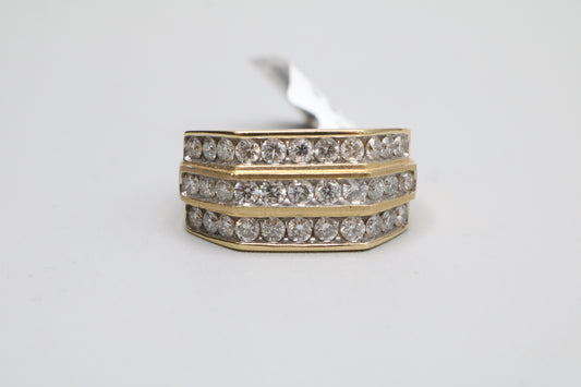 14K Yellow Gold 3 Layer Channel Diamond Ring (Size 10)