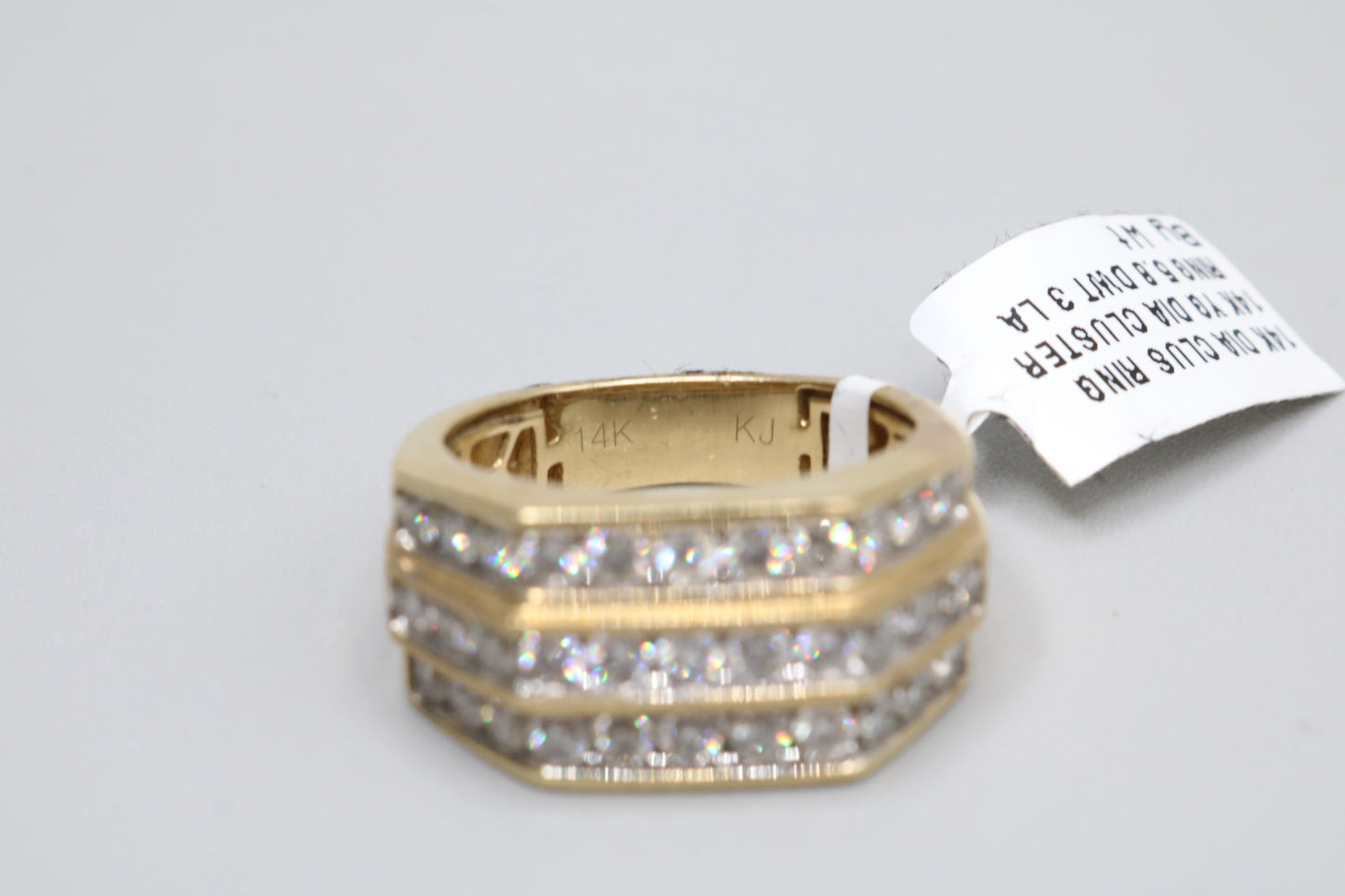 14K Yellow Gold 3 Layer Channel Diamond Ring (Size 10)