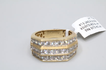 14K Yellow Gold 3 Layer Channel Diamond Ring (Size 10)