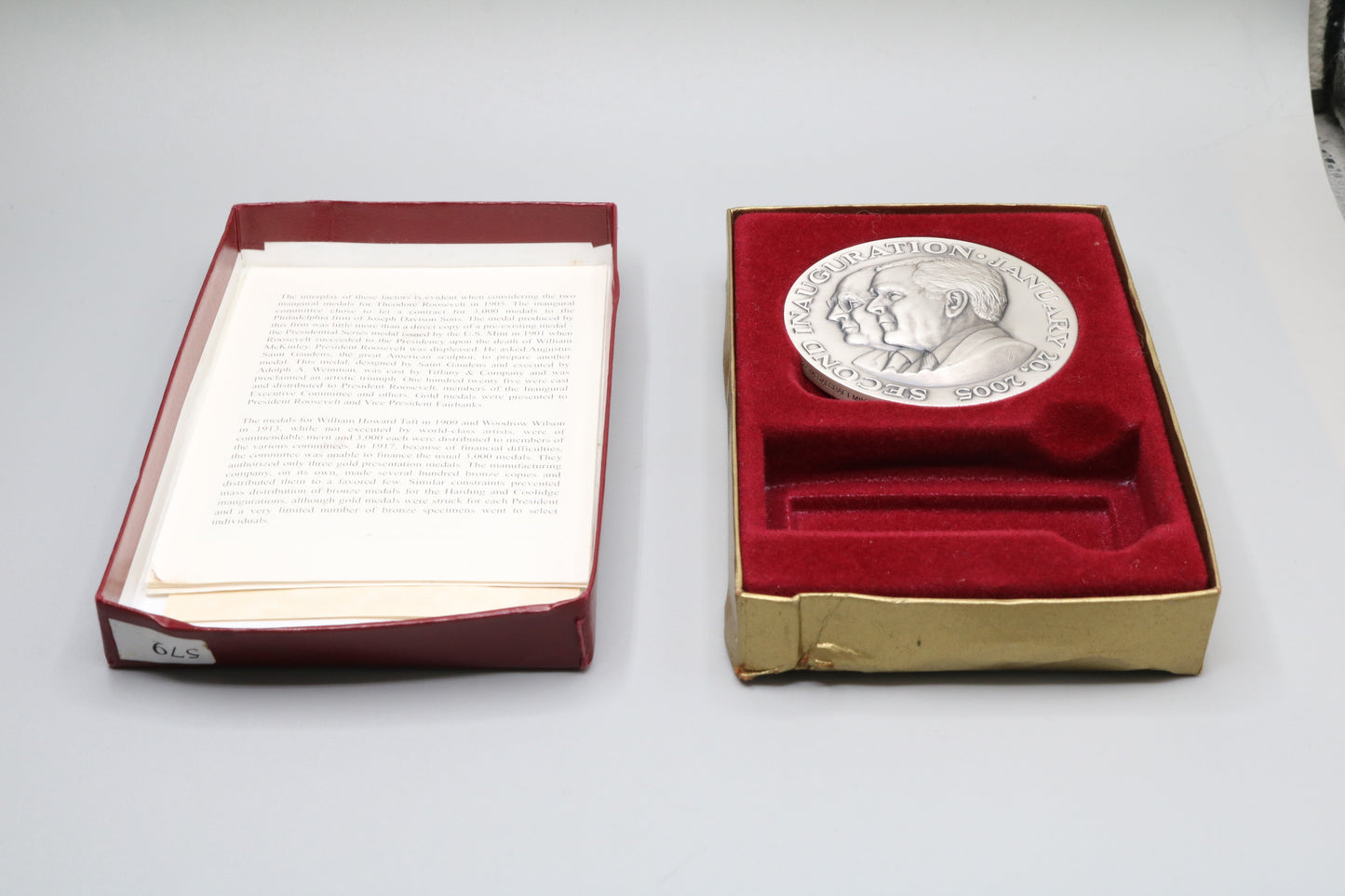 2005 President George Bush & VP Richard Cheney 2nd Inauguration Silver .999 Medal