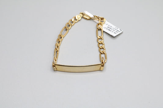 14K Yellow Gold ID Figaro Bracelet (Length 7 1/2")