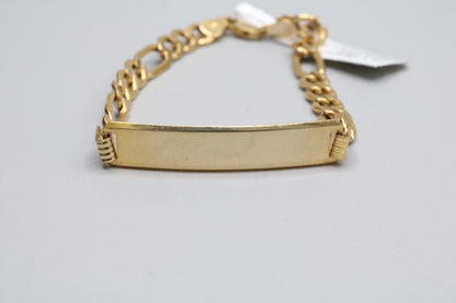 14K Yellow Gold ID Figaro Bracelet (Length 7 1/2")