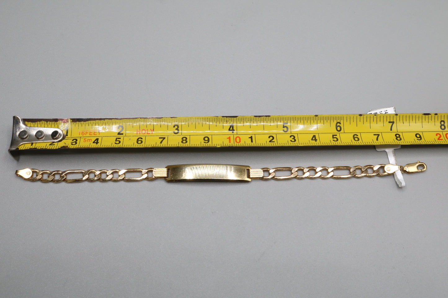 14K Yellow Gold ID Figaro Bracelet (Length 7 1/2")