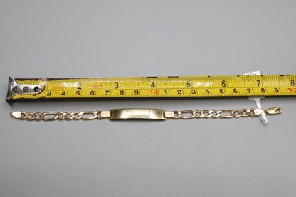14K Yellow Gold ID Figaro Bracelet (Length 7 1/2")