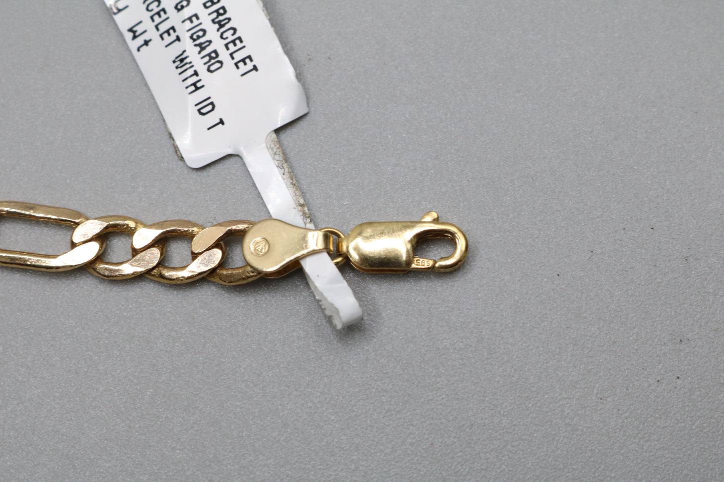 14K Yellow Gold ID Figaro Bracelet (Length 7 1/2")
