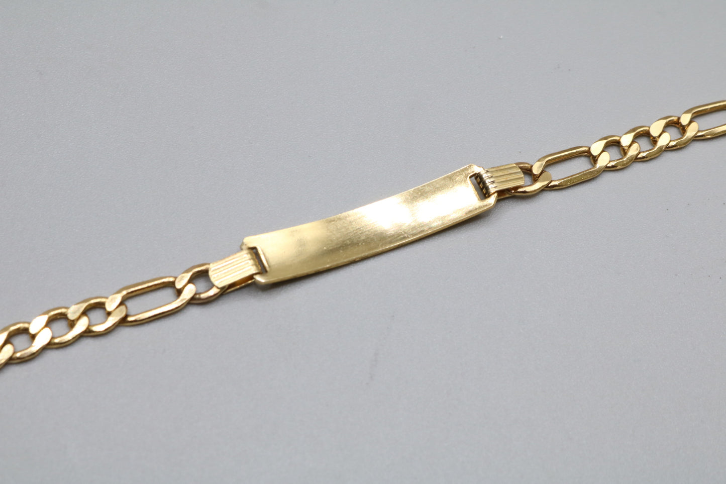 14K Yellow Gold ID Figaro Bracelet (Length 7 1/2")