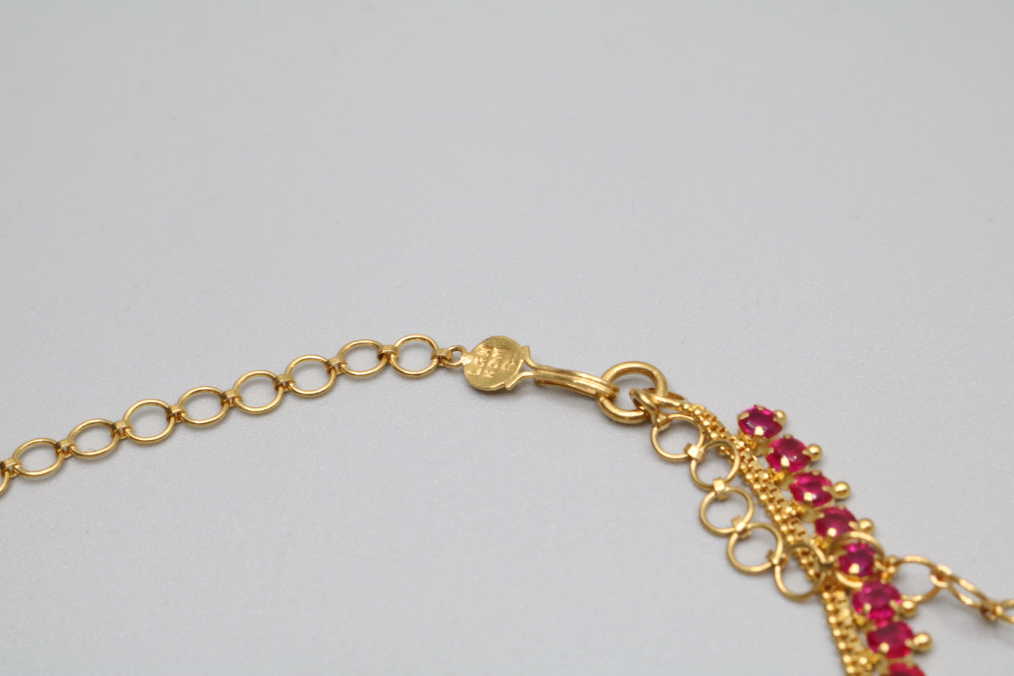 22K Yellow Gold Fancy Tennis Necklace (16.5 inches) (Local pick-up only)