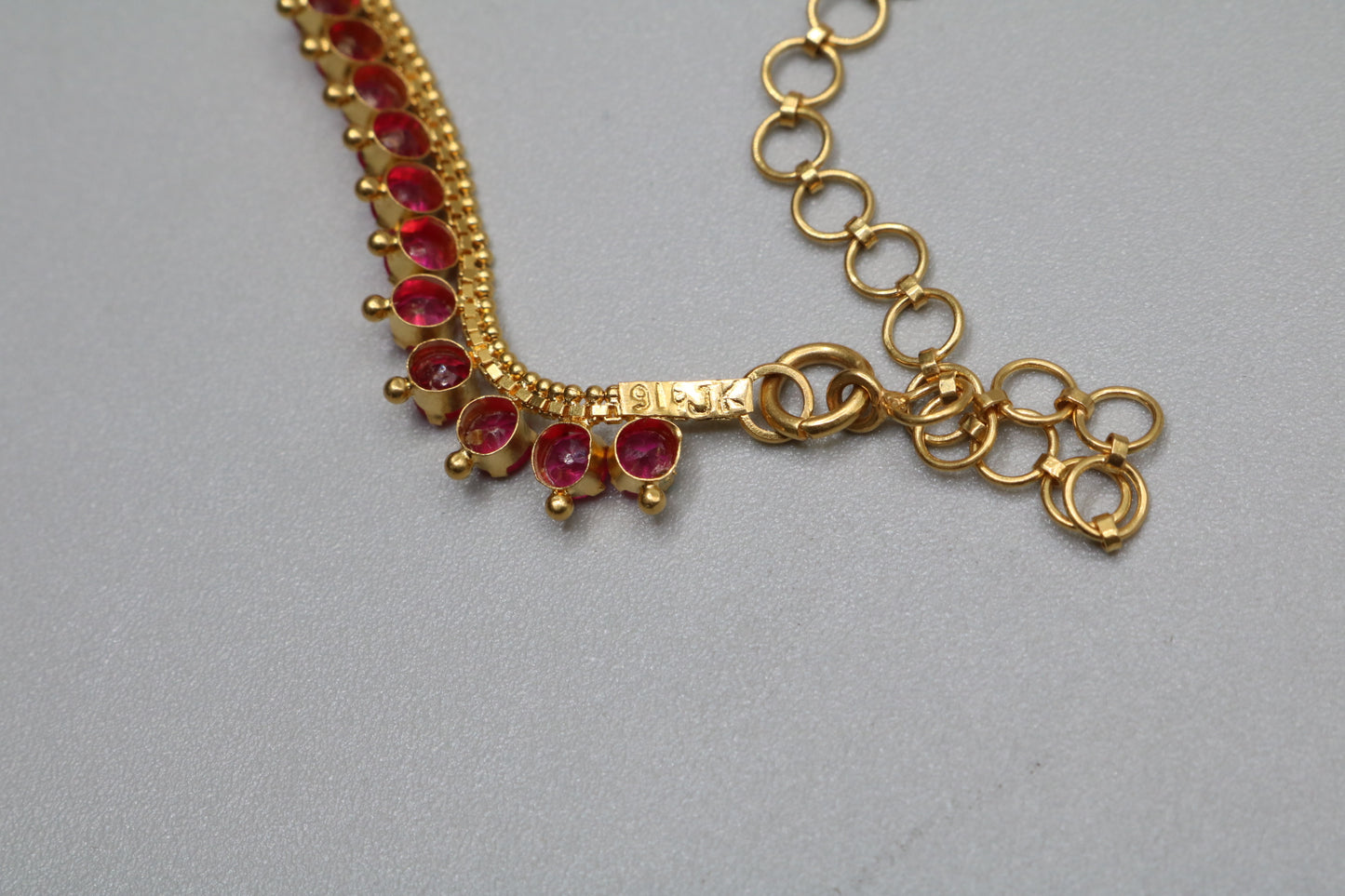 22K Yellow Gold Fancy Tennis Necklace (16.5 inches) (Local pick-up only)
