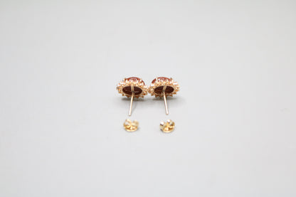 14k Yellow Gold Oval Brown Sunstone Earring