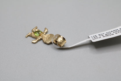 14k Yellow Gold Boy Charm with Hearted Green Stone (1.2 grams)