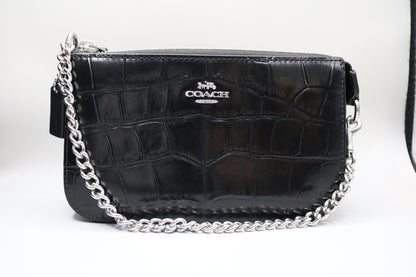 Coach Nolita 19 Mini In Embossed Leather Crocodile/Silver/Black
