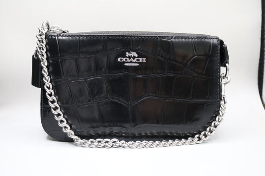 Coach Nolita 19 Mini In Embossed Leather Crocodile/Silver/Black